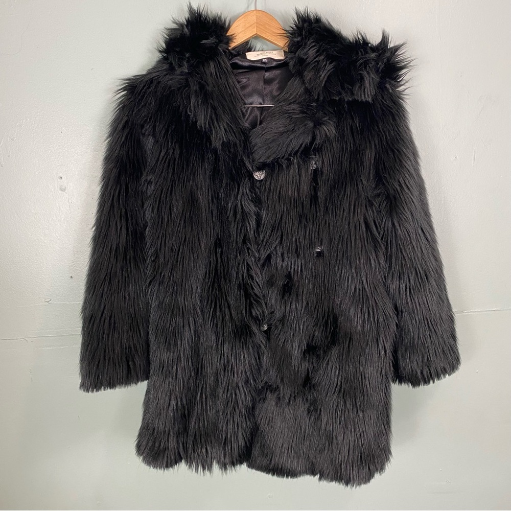 SpiritHoods Faux Fur Black Wolf Coat Jacket Animal‎ Ears XS